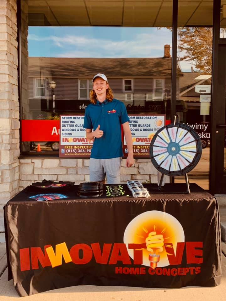 Skyler working the IHC booth at a McHenry County home show